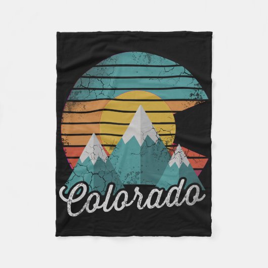 Retro Colorado Mountains Home Love Family Vacking Fleece Deken (Voorkant)