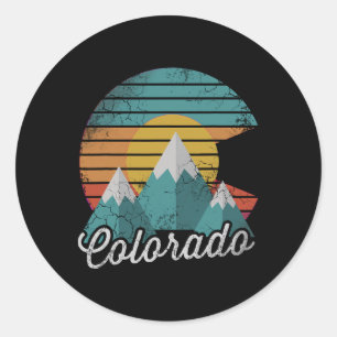 Retro Colorado Mountains Home Love Family Vacking Ronde Sticker