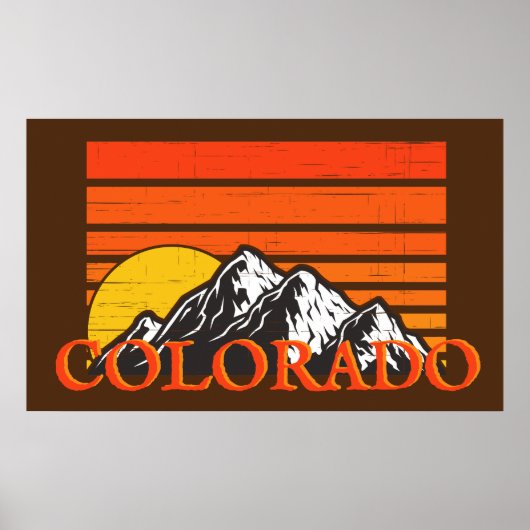 Retro Colorado Rocky Mountain Sunset Poster (Voorkant)