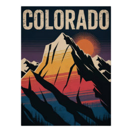 Retro Colorado Travel Poster - Vintage Mountain
