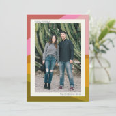 Retro Colorblock Modern Paar Foto Kerstmis Feestdagenkaart (Staand voorkant)