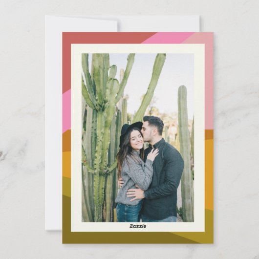 Retro Colorblock Modern Paar Foto Kerstmis Feestdagenkaart (Achterkant)