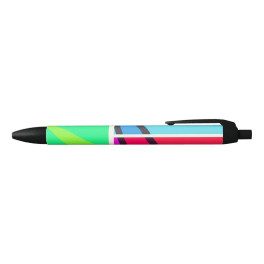 Retro Colorbox Geometric Patroon Zwarte Inkt Pen (Bovenkant)