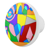 Retro Colorful Abstract Keramische Knop (Rechts)