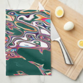 Retro Colorful Abstract Patroon Theedoek (Quarter Fold)
