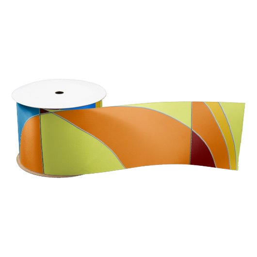 Retro Colorful Abstract Satijnen Lint (Spoel)