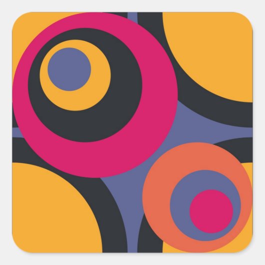 Retro Colorful Abstracte kunst Vierkante Sticker (Voorkant)