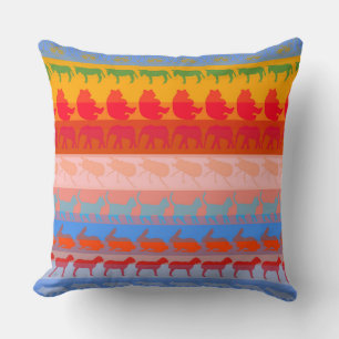 Retro Colorful Animals Patroon #2 Kussen