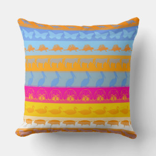 Retro Colorful Animals Patroon #3 Kussen