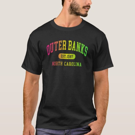  Retro Colorful Arch Text Buiten banken OBX T-shirt (Voorkant)