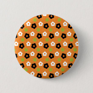 Retro Colorful Autumn Flower Power Patroon Ronde Button 5,7 Cm