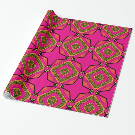 Retro Colorful Beauful Boho Bohemian Cadeaupapier (Uitgerold)