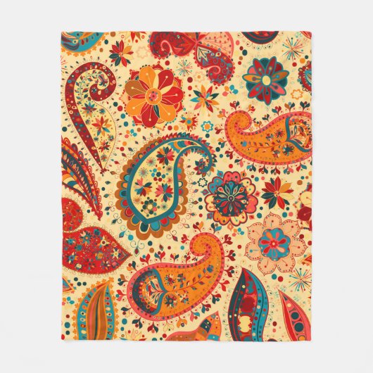 Retro Colorful Beauful Boho Bohemian Paisley Fleece Deken (Voorkant)