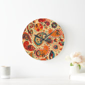 Retro Colorful Beauful Boho Bohemian Paisley Grote Klok (Huis)