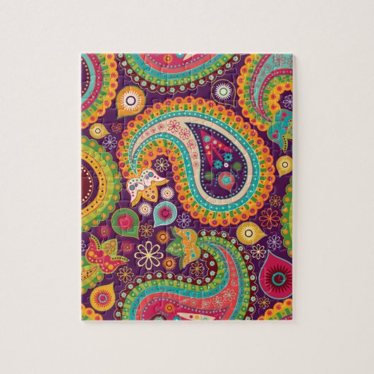 Retro Colorful Beauful Boho Bohemian Paisley Legpuzzel (Verticaal)