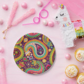 Retro Colorful Beauful Boho Bohemian Paisley Papieren Bordje (Feest)