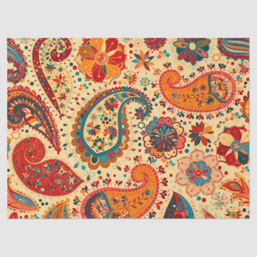 Retro Colorful Beauful Boho Bohemian Paisley Tissuepapier (Voorkant)