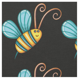 Retro Colorful Beauful Boho Bumble Bee Stof