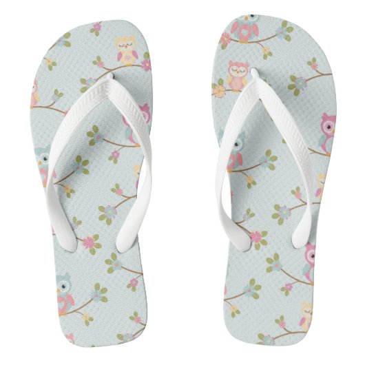 Retro Colorful Beauful Custom Owl Teenslippers (Voetbed)