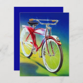 Retro Colorful Bicycle Party uitnodigingen (Voorkant / Achterkant)