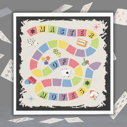 Retro Colorful Board Game Master of Moves Napkins Servet