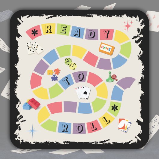 Retro Colorful Board Game Night Kartonnen Onderzetters