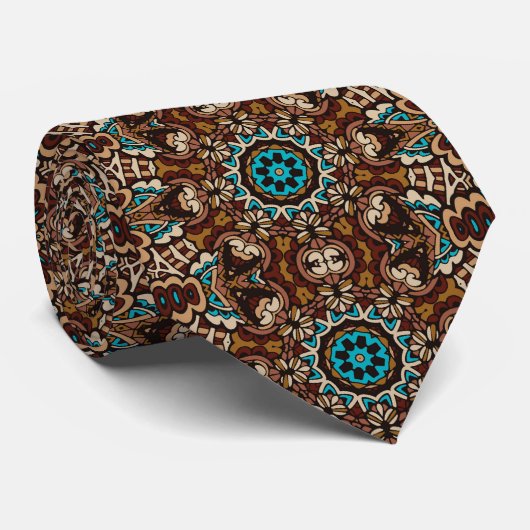 Retro Colorful Brown Custom Tie – Elegant Fashion Stropdas (Opgerold)