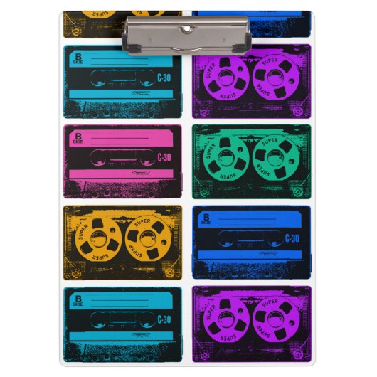 Retro Colorful Cassettebandjes Klembord (Voorkant)