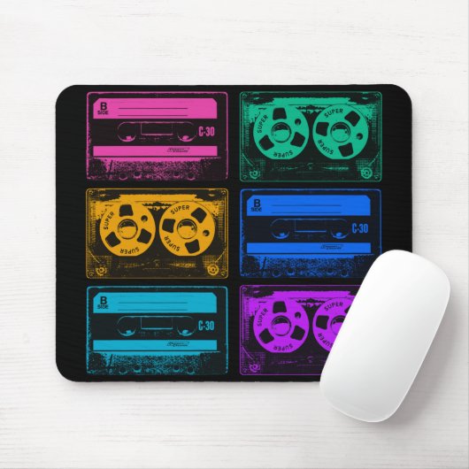 Retro Colorful Cassettebandjes Muismat (Met muis)