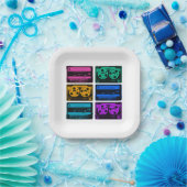 Retro Colorful Cassettebandjes Papieren Bordje (Feest)
