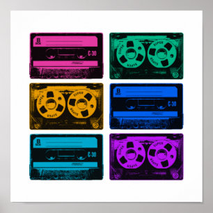 Retro Colorful Cassettebandjes Poster
