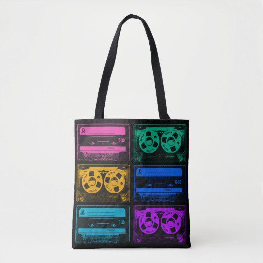 Retro Colorful Cassettebandjes Tote Bag (Voorkant)