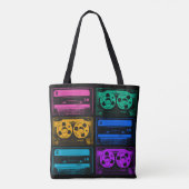 Retro Colorful Cassettebandjes Tote Bag (Achterkant)