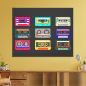 Retro Colorful Cassettes 80 Nostalgia Canvas Afdruk (Insitu (Woonkamer))