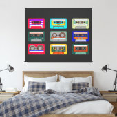 Retro Colorful Cassettes 80 Nostalgia Canvas Afdruk (Insitu (Slaapkamer))