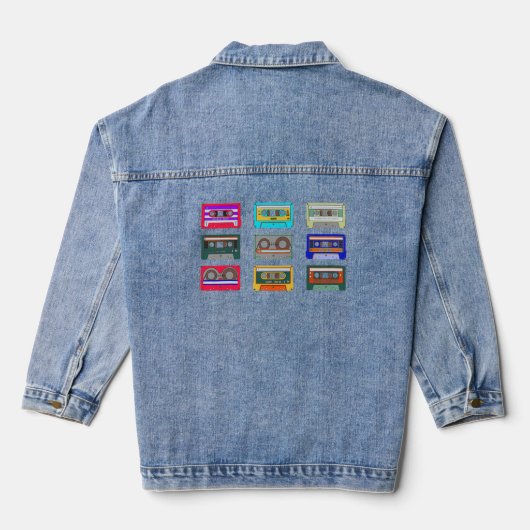 Retro Colorful Cassettes 80 Nostalgia Denim Jacket (Achterkant)