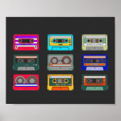 Retro Colorful Cassettes 80 Nostalgia Poster (Voorkant)