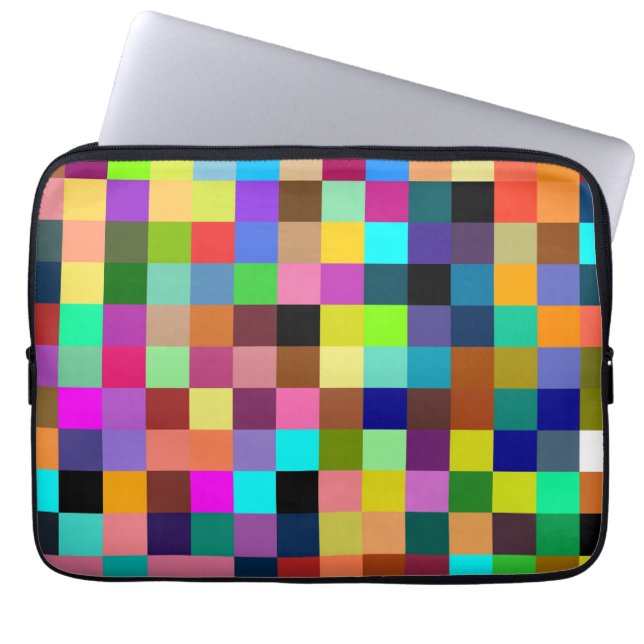 Retro Colorful Checkerboard Laptop Sleeve (Voorkant)