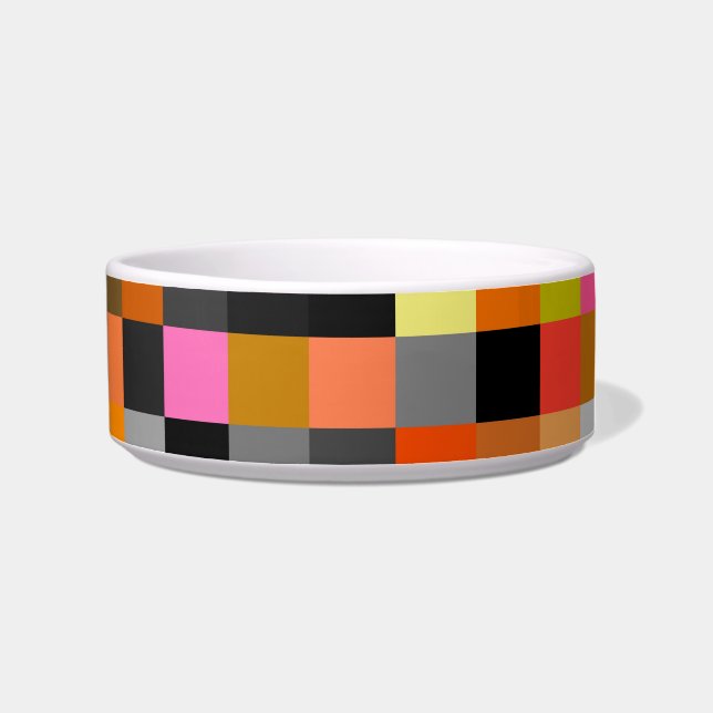 Retro Colorful Checkerboard Pet Bowl Voerbakje (Rechts)