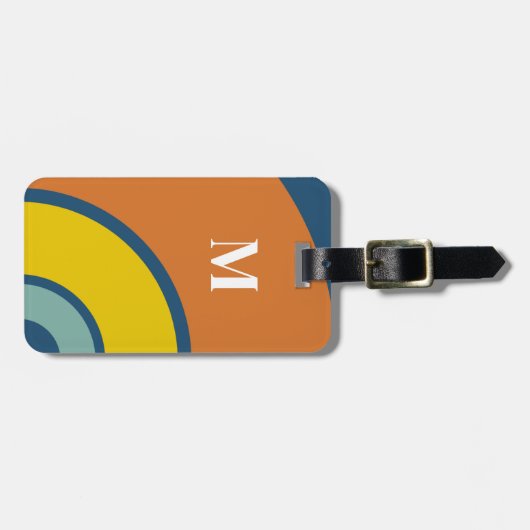 Retro Colorful Circle Abstract Monogram Bagagelabel (Voorkant horizontaal)