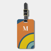 Retro Colorful Circle Abstract Monogram Bagagelabel (Voorkant verticaal)