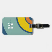 Retro Colorful Circle Geometric Monogram  Bagagelabel (Voorkant horizontaal)