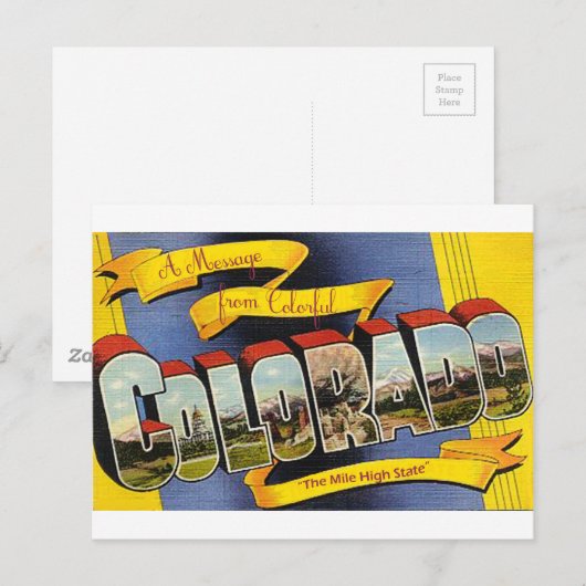 Retro Colorful Colorado Briefkaart (Voorkant / Achterkant)