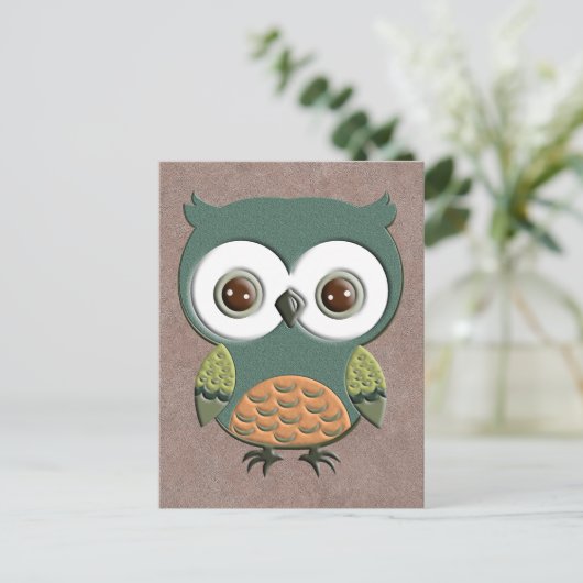 Retro Colorful Custom Owl Briefkaart (Staand voorkant)