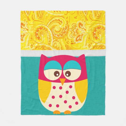 Retro Colorful Custom Owl Fleece Deken (Voorkant)