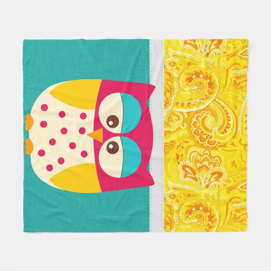 Retro Colorful Custom Owl Fleece Deken (Voorkant (Horizontaal))