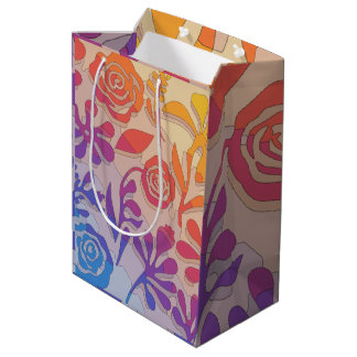 Retro Colorful Floral Medium Cadeauzakje