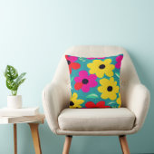 Retro Colorful Flowers Nursery Art Kussen (Stoel)