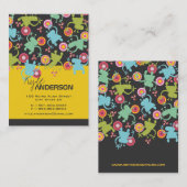 Retro Colorful Fun Cute Boy Cartoon Aliens Patroon Visitekaartje (Voorkant / Achterkant)