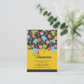 Retro Colorful Fun Cute Boy Cartoon Aliens Patroon Visitekaartje (Staand voorkant)